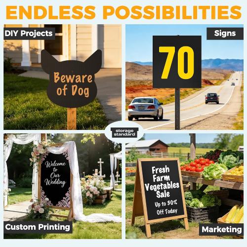 10-Pack Poster Board 24x36 Corrugated Plastic Sheets - 4mm, Extra Large Waterproof Blank Yard Sign for DIY Projects, Printing, Crafts, Presentations, Outdoor Displays, Signs - Black