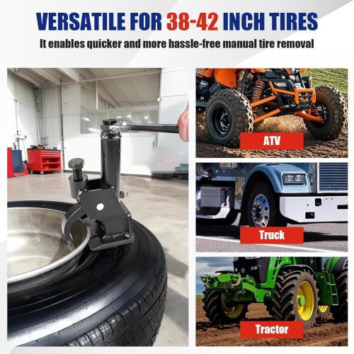 Manual Tire Bead Breaker – Heavy-Duty Bead Buster with Rubber Pad, 38-42 Inch (97-107cm) for Tire Removal, Works for ATV, Golf Cart, Buses,Trucks, Tractors, Motorcycles