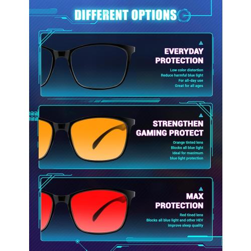 TIJN Blue Light Glasses for Men Women - Red Light Glasses for Computer Gaming - Dual AR Coating Lens - Screen Fatigue & UV Protection