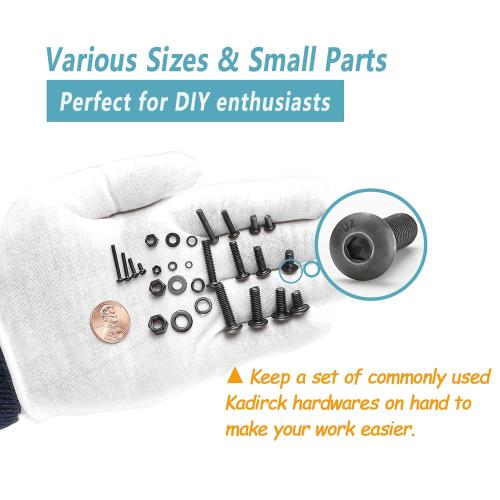 Kadrick Metric Screw Assortment, 2000PCS Metric Bolt Assortment Kit M2 M3 M4 M5 Machine Screws with Lock & Flat Washers, Grade 10.9 Alloy Steel Hex Socket Button Head Black Screws Nuts and Bolts Kit