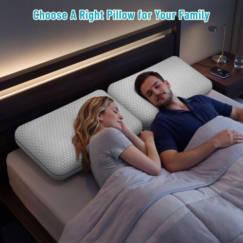 CushyOasis Memory Foam Pillows for Side, Back and Stomach Sleepers, Bed Pillow with Washable Cover and Breathable Mesh, Bed Pillow for Sleeping Standard Size (Grey)