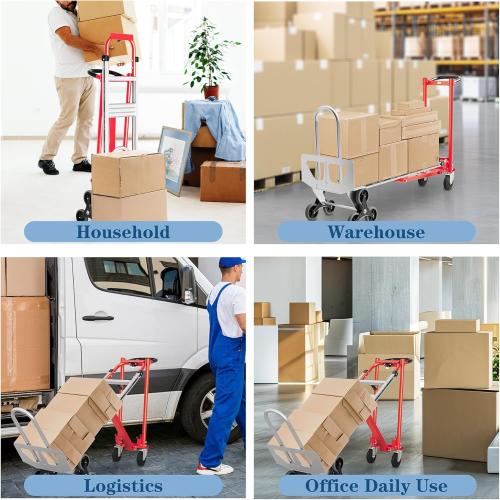 Convertible Hand Truck -1,000 lb Heavy-Duty Aluminum & Steel Dolly, 3-in-1 Mode with Stair-Climbing Wheels & 5 Swivel Casters for Warehouse, Moving, Delivery