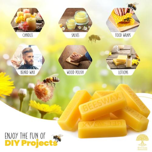 Eco Lux 8 Yellow Beeswax Blocks 100% Pure Natural Organic Bees Wax 6.5oz