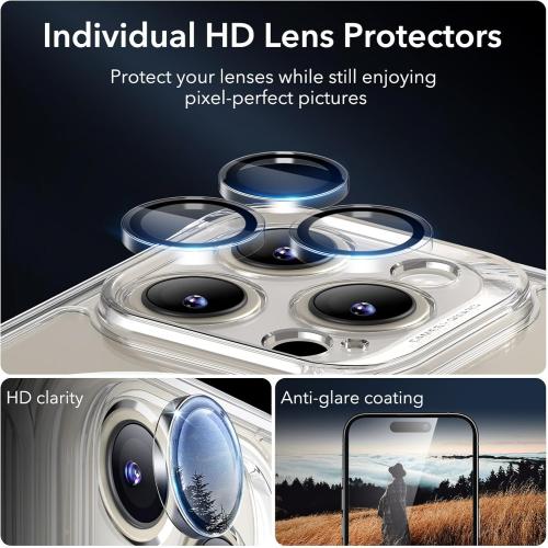 ESR for iPhone 15 Pro Max Case, Compatible with MagSafe, Full-Body Military-Grade Drop Proof Case for iPhone 15 Pro Max with Built-in 9H  Tempered Glass Screen Protector, Clear