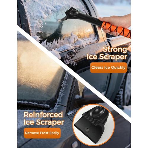 Ice Scrapers for Car Windshieldand Extendable Snow Brush with Foam Grip and 360° Pivoting Brush Head for Christmas Car Auto Truck SUV