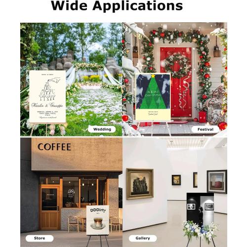 DJAR 63 Wooden Easel Stand for Sign, Dual-use Adjustable Height, Wood Floor Display Easel for Wedding, Welcome Board, Poster, Picture, Photo- Natural