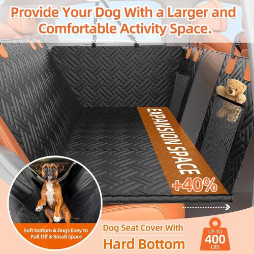 Back Seat Extender for Trucks,Hard Bottom Car Seat Cover for Dogs | Waterproof Hard Bottom Dog Car Seat Cover for Ford/GMC/Chevrolet/Toyota/RAM Crew Cab Trucks&Full-Size SUVs (XL-Black)
