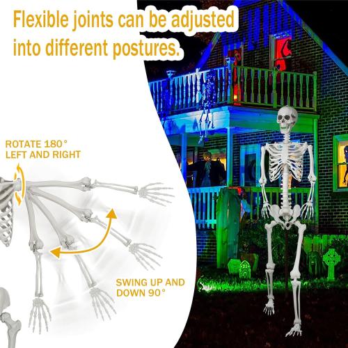 7.9ft Halloween Giant Skeleton, Tall Outdoor Skeleton with Full Body Posable Joints, Scary Plastic Large Skeleton for Halloween Haunted House Spooky Scene Decorations