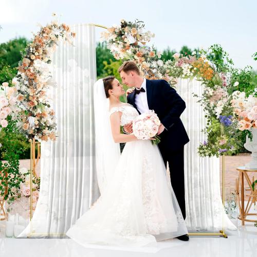 Metal Arch Backdrop Stand, 7.2FT 6FT Wedding Arch Frame, Gold Wedding Arch Backdrop Stand Set of 2, Balloon Arch Backdrop for Wedding Birthday Party Baby Shower Graduation Ceremony Decor