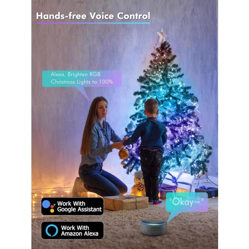 BrizLabs Smart Fairy String Lights, 66ft 200 LED WiFi Pink & White Valentine's Day Fairy Lights App Control, Dimmable Rainbow Christmas Lighting, Music Sync Xmas Lighting Work with Alexa & Google Home