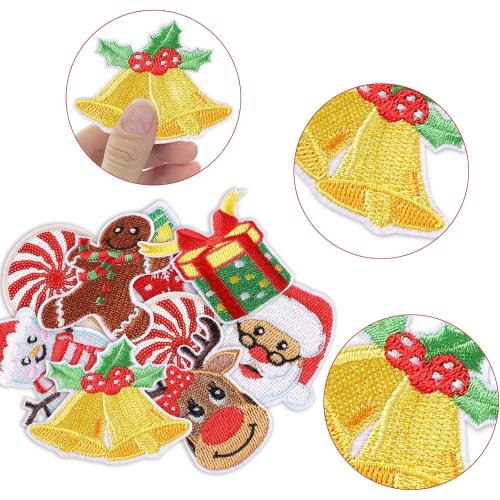 Lucleag 10PCS Christmas Embroidered Patches, Christmas Iron On Patch Embroidered, Santa Claus Snowman Xmas Tree Christmas Patches Sew on Iron on Embroidered for DIY Craft Xmas Clothing Decor Gifts