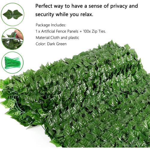 Artificial Ivy Privacy Fence 118x39.4in Grass Wall Screen Fake Vines Balcony Fence Privacy Screen Cover, Faux Ivy Leaf Hedge Panels Wall Decoration
