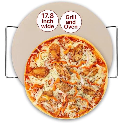 Extra Large Pizza Stone For Oven Approximately 18 Inch (17.8 Inch) - Durable Ceramic Pizza Stone, Heat Resistant up to 1,472°F, Perfect for Homemade Pizza, Bread and More