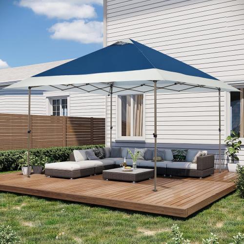 OUTDOOR LIVING SUNTIME 13x13 Instant Easy Pop Up Canopy, Navy | Portable Commercial Gazebo, Camping Gazebo Tent Shelter, Wheeled Roller Carry Bag, Bonus Weight Sandbags, Stakes, Ropes