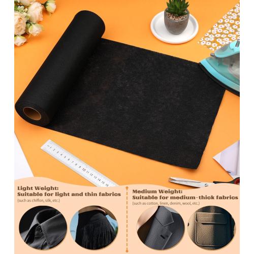 ZMAAGG Medium Weight Black Fusible Interfacing for Sewing, 11.6 X 30yd Iron-On Interfacing, Fusible Fabric for Sewing and DIY Crafts Supplies