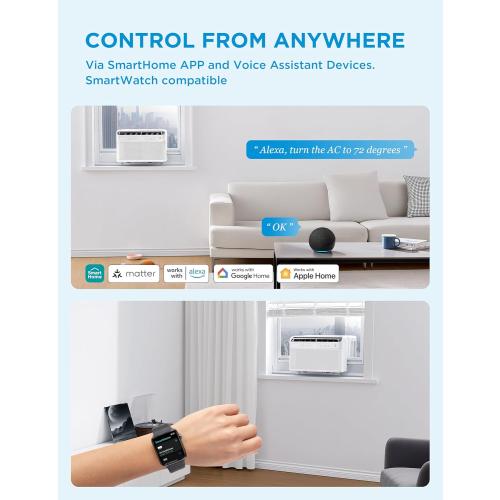 Midea 8,000 BTU U Shaped Smart Inverter Window Air Conditioner - Cools 350 Sq Ft, Ultra Quiet with Open Window Flexibility - Alexa/Google Assistant Compatible - 37% Energy Savings, Remote (Updated)