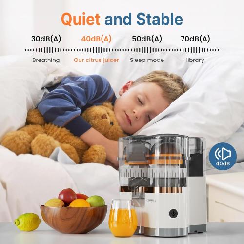 Sunvivi Dual Head Electric Citrus Juicer, Plug-in Model Juicer Machine with Power Cord & Cleaning Brush, Portable Lemon Squeezer for Fresh Orange, Lemon, Lime, Kiwi, Grapefruit, Easy to Clean & Use