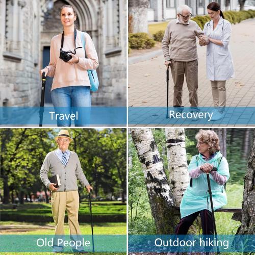 Folding Walking Cane - Lightweight, Adjustable, Anti-Slip, Portable, with Storage Bag and Strap, Suitable for Men, Women, and The Elderly.