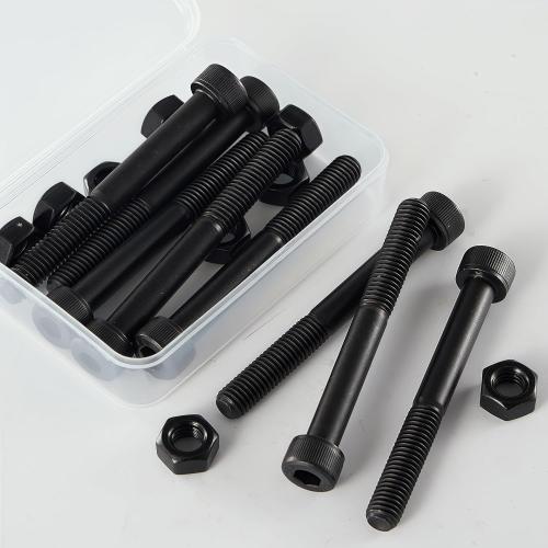 M8-1.25x60 Socket Head Cap Screw and Nut Kit 8set, Grade 12.9 Alloy Steel, Black Oxide Finish, Partially Thread, High Tensile Strength for Automotive, Machinery & Heavy Duty Use