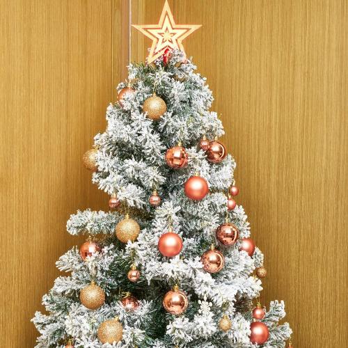 Emopeak 24Pcs Christmas Balls Ornaments for Xmas Christmas Tree - 4 Style Shatterproof Christmas Tree Decorations Hanging Ball for Holiday Wedding Party Decoration (Rose Gold, 1.3/3.2CM)