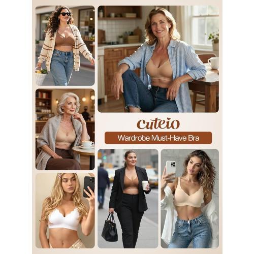 Wireless Jelly Bras for Women No Underwire with Support - S-2XL Seamless Bralettes Everyday Comfort Tshirt Padded Bra