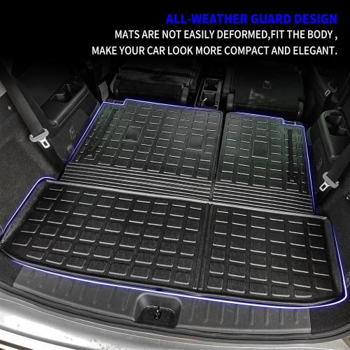 Color Black Rongtaod Cargo Mat Compatible with 2022 2023 2024 2025 Nissan Pathfinder Cargo Liner Trunk Mat TPE All Weather Back Seat Cover Protector Pathfinder Accessories (Trunk Mat with Backrest Mat)