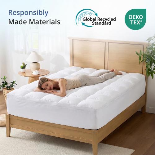 Queen Mattress Topper for Back Pain Relief, Comfort Pillow Top Mattress Pad Make Mattress Soften, Washable Mattress Pad with Deep Pockets up to 21 inch