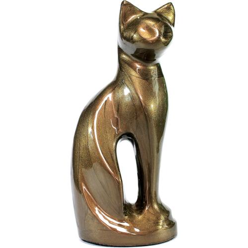 eSplanade Metal Cremation Urn Memorial Jar Pot Container | Full Size Urn for Funeral Ashes Burial | Cat/Kitten Shape Metal Urn | Brown - 9 Inches
