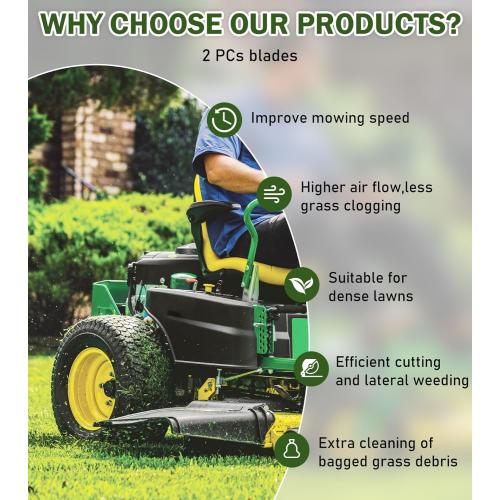 ELITEWILL GX20249 2Pcs Lawn Mower Blades Fit for 42 Inch John Deere L105 L110 L118 L100 L111 Scotts L1742 Mowers Lawn Mower Parts Replaces OEM #'s GX20433,GY20567,M128485, Black