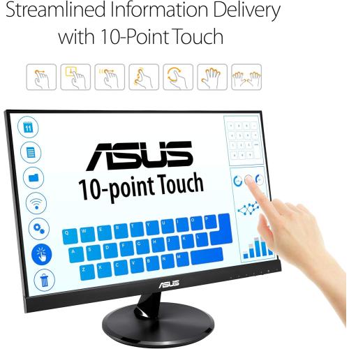 Black ASUS VT229H 21.5 Monitor 1080P IPS 10-Point Touch Eye Care with HDMI VGA, Black