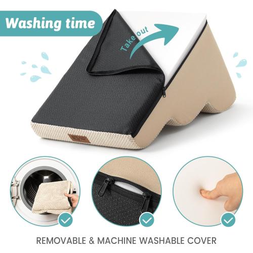 Dog Stairs for Small Dogs 15.7 H, Curved Dog Step for Puppy, Older Cat, Medium Pet Ramp for Sofa, Couch or Chair, Ladder with High Density Foam, 3 Step, 15.7x22.4x15.7 inch, Beige