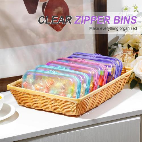Sanwuta 6 Clear Hard Zipper Case, Holographic, 7.48 x 3.94 x 2 Inch