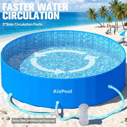 2026 Large Foldable Pool,Non-Inflatable Pool for Adult,Foldable Swimming Pool,Plastic Kiddie Portable Pool,Collapsible Kid Pool for Backyard,Oversized Easy Setup Family Pool for Adult,7.6FT