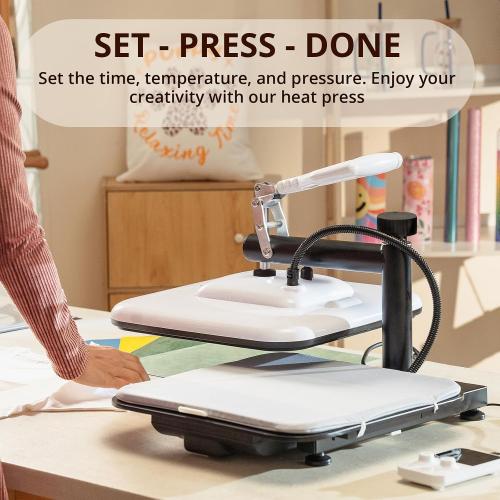 BLACK AND WHITE HTVRONT Heat Press Machine 15x15 - Swing Away Heat Press Machine for T Shirts - Professional Heat Press for Sublimation, Vinyl, Heat Transfer Projects, Heats Up Fast & Distribute Heat Evenly