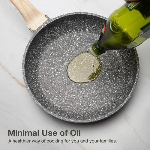 CAROTE Non Stick Frying Pan Skillet,12 Nonstick Fry Pan with Glass Lid, Egg Pan Omelet Pans, Granite Cookware Chef's Pan, PFOA Free (Classic Granite, 12-Inch)