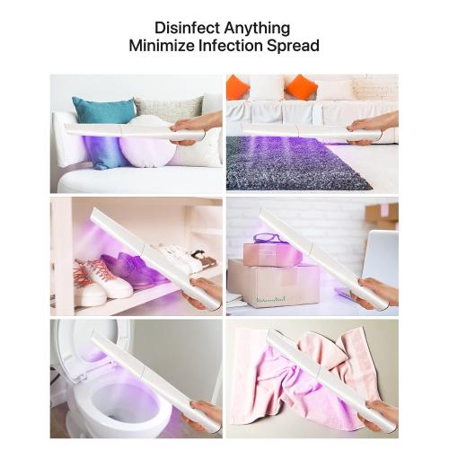 UV Light Sanitizer Wand, Portable UVC Light Disinfector Lamp Chargable Foldable UV Wand for Home Hotel Travel with 20 UV-C LED Beads