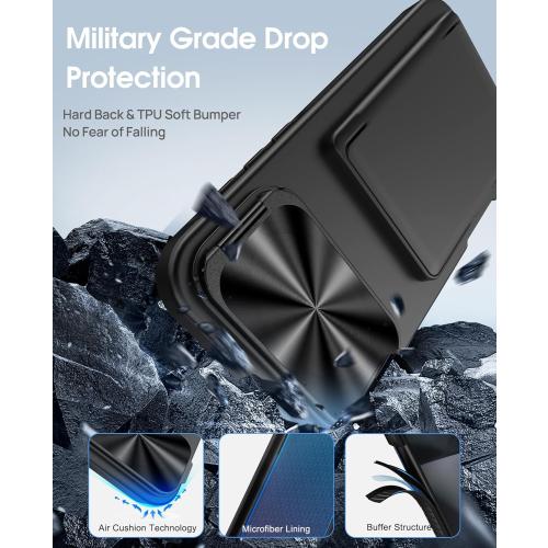 for iPhone Air Case Wallet, Card Holder (3-5 Cards), Camera Cover Stand, Military Grade Drop Protection, Rugged Hard Heavy Duty Men Women Phone Case for iPhone Air 6.5 2025, Black