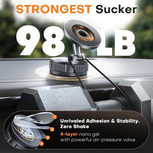 Magnetic Phone Holder for Car [98  LB Strongest Suction & 2800gf Strongest Magnetic] 360° Adjustable Car Phone Holder for Magsafe Phone Holders for Your Car for iPhone 17 Pro Max 16 15 14 13 12 Plus