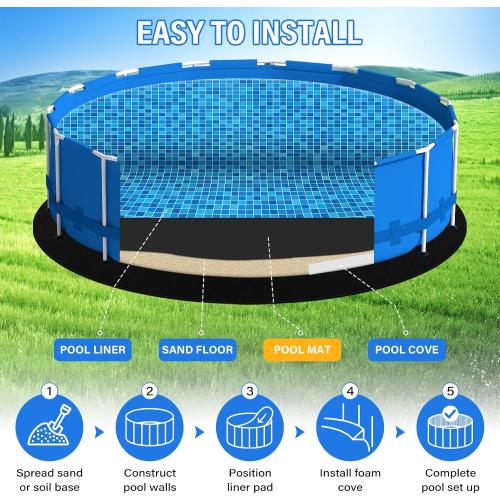 350G/M² Thicker 21FT Pool Liner Pad,Seamless Above Ground Pool Liner,Pre-Cut Heavy Duty Round Pool Liner Pad, Durable Geotextile Material,Puncture Protection,Extend Liner Life(Black)