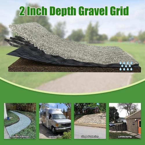 2 Thick Gravel Ground Grid 9ft x 17ft - Geo Grid Driveway Stabilization Grids, Gravel Retainer Grid 1800 LBS Per Sq ft, Geocell Paver System for Walkway Driving RV Parking Slopes and Garden