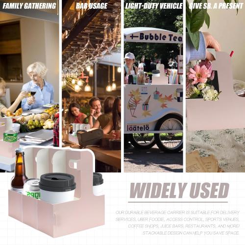 2 Cup Disposable Drink Carrier for Delivery with Handle,30 Count Pink Paperboard Cup Holder,Cup Carriers for Hot or Cold Drinks,Coffee Carrier, Food Delivery,Take Out Cup Carriers (Pink, 30 PCs)