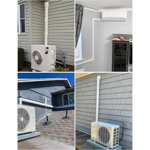4 16Ft Mini Split Line Set Cover with Flexible Duct, Long Duct Cover Kits - Paintable Minisplit Lineset Cover Kit, AC Line Hide for Mini-Split, Air Conditioner, Central AC, HVAC, White