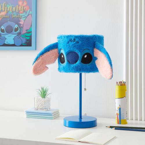 Disney Stitch Plush Table Lamp,15.5 Figural Lamp with Soft Shade & Pull Chain,Kids Bedroom or Nursery Nightstand Light,Blue