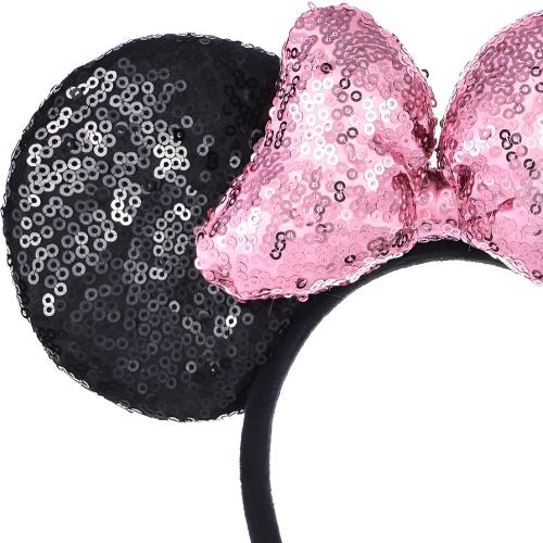A Miaow 3D Black Mouse Sequin Ears Headband MM Glitter Butterfly Hair Clasp Park Supply Adults Women Photo Accessory