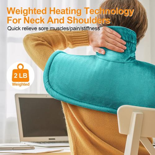Heating Pad for Neck and Shoulders and Back, Christmas Birthday Gifts for Women Mom Wife Men Dad, Mothers Day Gifts, Weighted Neck and Shoulder Heating Pads, 6 Heat Settings 4 Auto-Off,17x23 Blue