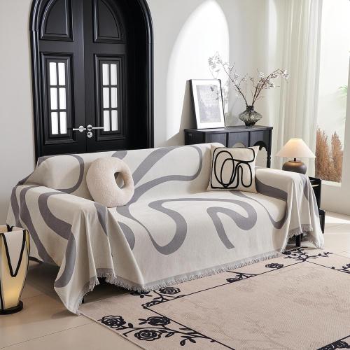 MYSKY HOME Boho Couch Cover Super Soft Couch Covers for 2-3 Cushion Couch Sofa, Modern Grey Jacquard Sofa Slipcover Loveseat Futon Cover, Couch Covers for Sectional Sofa, 71 x 134, Grey Curve