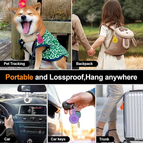 4Pack,Compatible with Airtag Holder Case with Keychain IPX8 Waterproof,Shockproof GPS Tag Tracker Cover [Anti-Scratch] [PC Silicone] for Item Finders Case for Pets,Kids,Luggages-Black/Blue/Green/Red