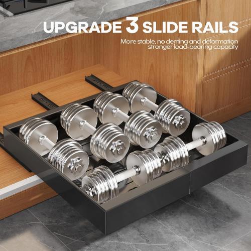 4Pack Expandable Pull Out Cabinet Organizer 21Deep With Raising Pad for Framed Cabinets,Slide Out Drawers with 4pcs Divider Racks,Roll Out Shelves Adhesive,Adjustable Width 12.05-20.4Black