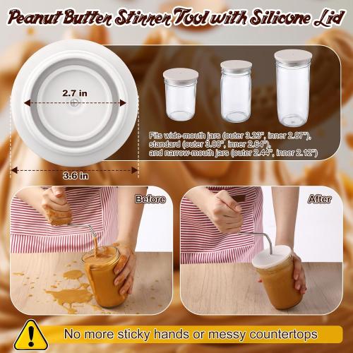 Natural Peanut Butter Stirrer Kit,304 Stainless Steel for 16-26 oz Jars