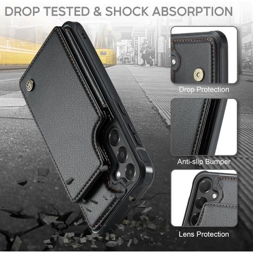 Vinich for Samsung Galaxy A16 Wallet Case with Card Holder, Black